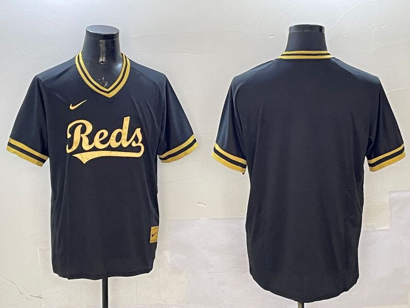 Men Cincinnati Reds Blank Black Gold Game 2025 Nike MLB Jersey style 1->cincinnati reds->MLB Jersey
